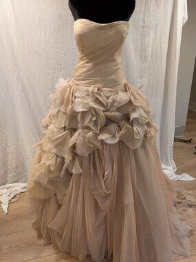 Vera Wang Haley organza petal wedding dress in nude